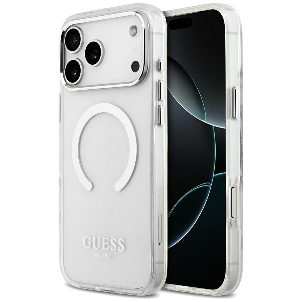 MagSafe cover til Apple iPhone 17 Pro Max, Guess, Metal Outline, Sølvfarvet