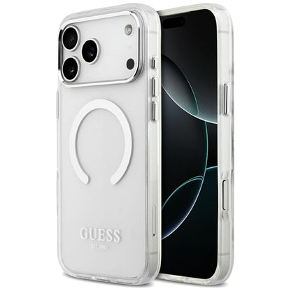 MagSafe cover til Apple iPhone 17 Pro Max, Guess, Metal Outline, Sølvfarvet