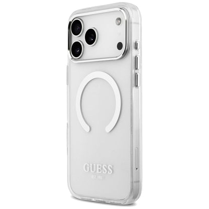 MagSafe cover til Apple iPhone 17 Pro Max, Guess, Metal Outline, Sølvfarvet