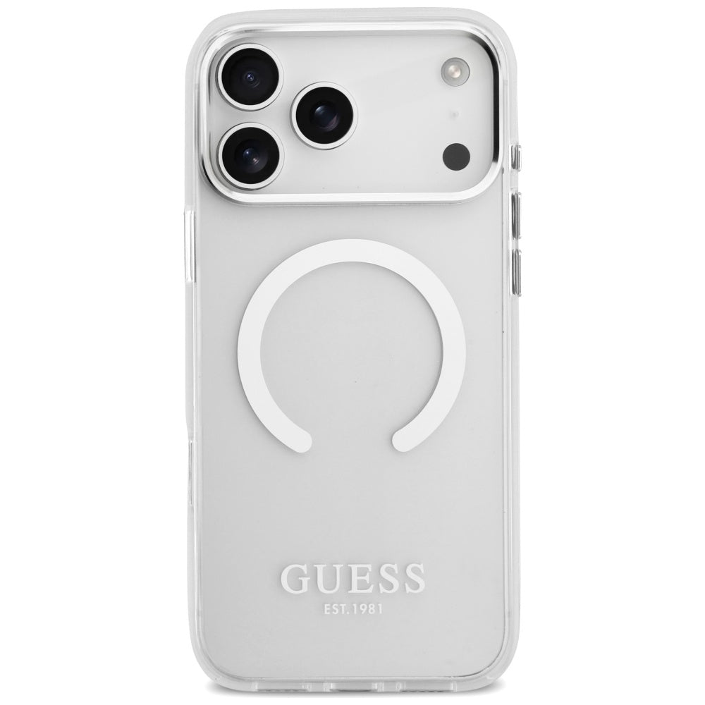 MagSafe cover til Apple iPhone 17 Pro Max, Guess, Metal Outline, Sølvfarvet