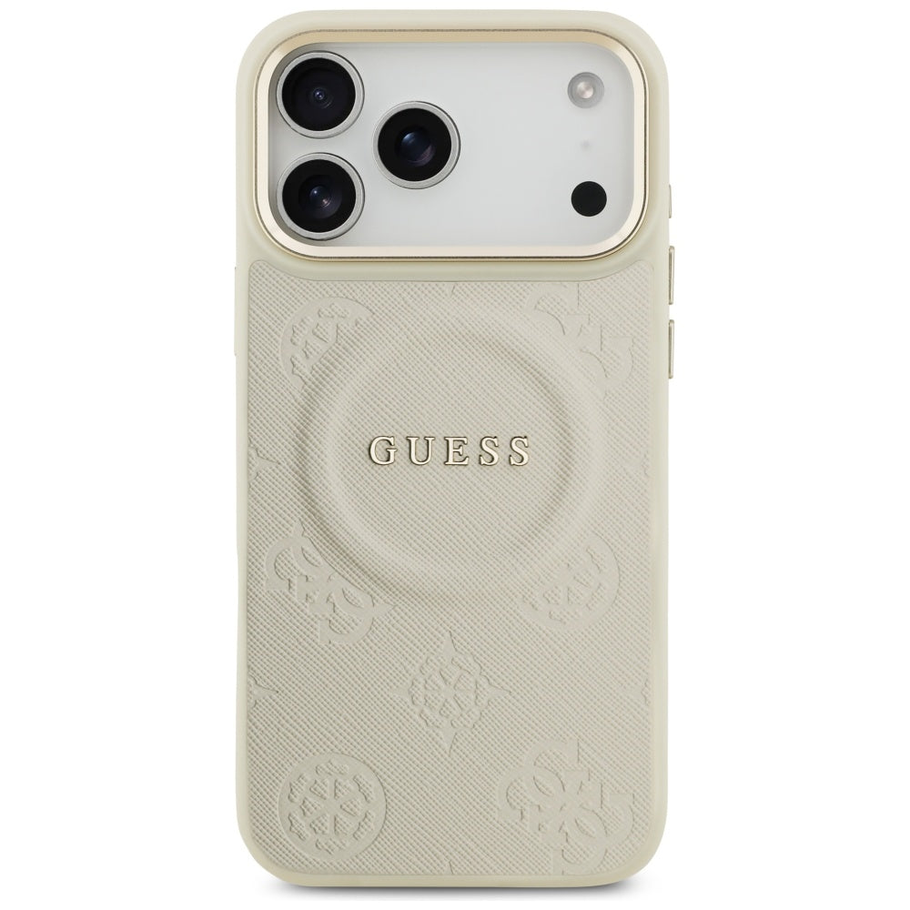 MagSafe Case for Apple iPhone 17 Pro Max, Guess, Peony Hot Stamp, Beige