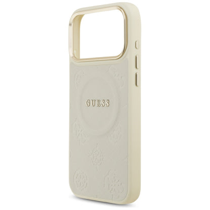 MagSafe Case for Apple iPhone 17 Pro Max, Guess, Peony Hot Stamp, Beige