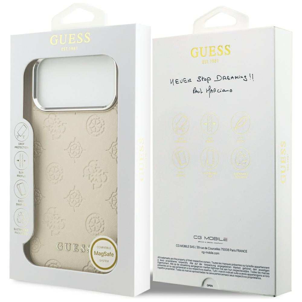 MagSafe cover til Apple iPhone 17 Pro Max, Guess, Peony Hot Stamp Script, Beige
