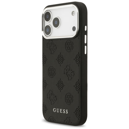 MagSafe Case for Apple iPhone 17 Pro Max, Guess, Peony Hot Stamp Script, Black
