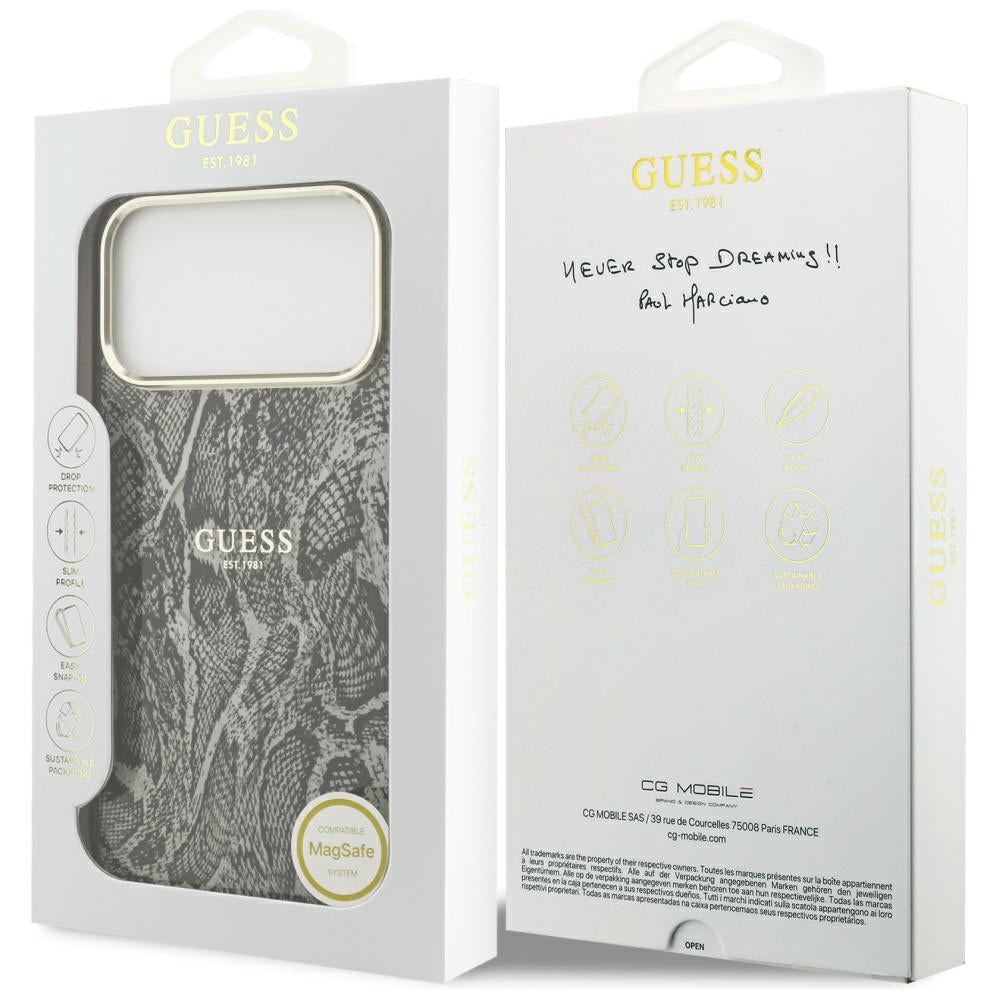 MagSafe cover til Apple iPhone 17 Pro Max, Guess, Python mønster, Sort