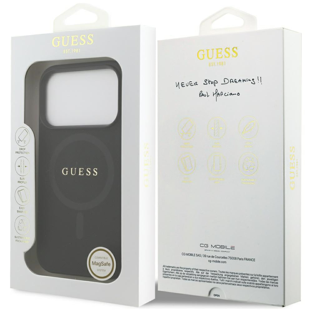 MagSafe cover til Apple iPhone 17 Pro Max, Guess, Saffiano Classic Logo, Sort