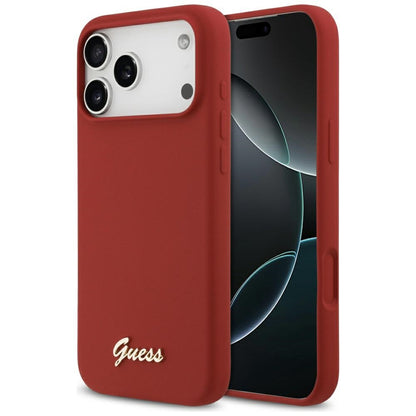 MagSafe cover til Apple iPhone 17 Pro Max, Guess, Script Metal Logo, Rød