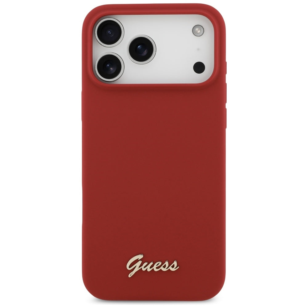 MagSafe cover til Apple iPhone 17 Pro Max, Guess, Script Metal Logo, Rød
