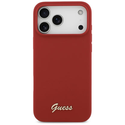 MagSafe cover til Apple iPhone 17 Pro Max, Guess, Script Metal Logo, Rød