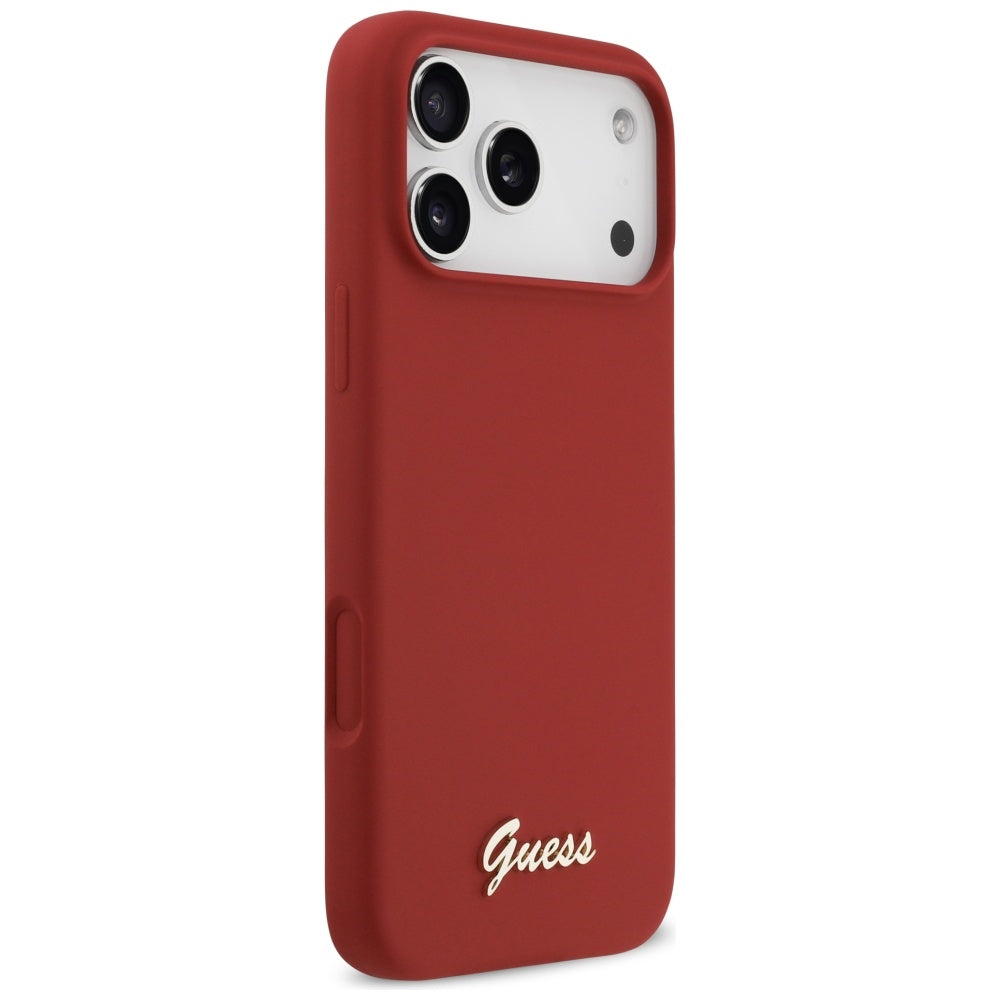 MagSafe cover til Apple iPhone 17 Pro Max, Guess, Script Metal Logo, Rød