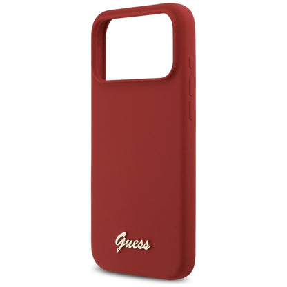 MagSafe cover til Apple iPhone 17 Pro Max, Guess, Script Metal Logo, Rød