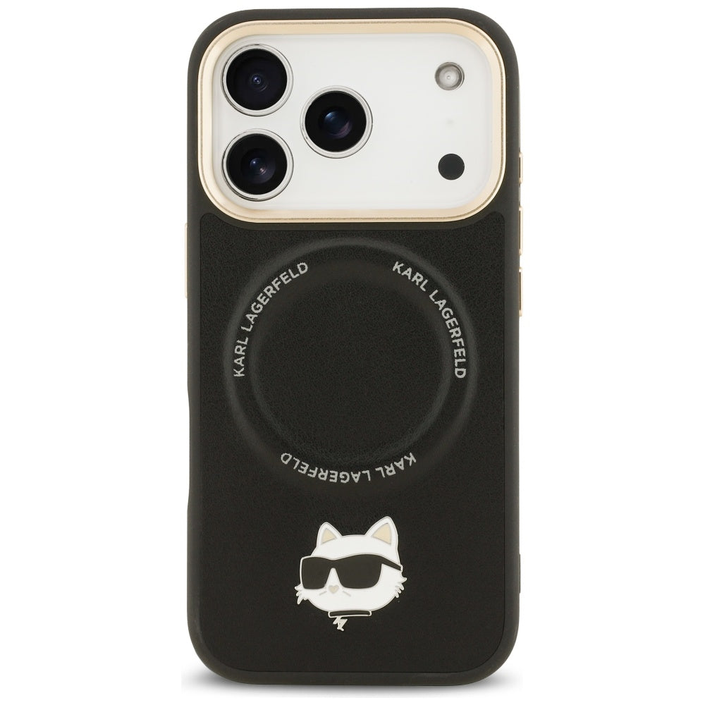 MagSafe cover til Apple iPhone 17 Pro Max, Karl Lagerfeld, Big Strap Choupette Metal Logo, Sort