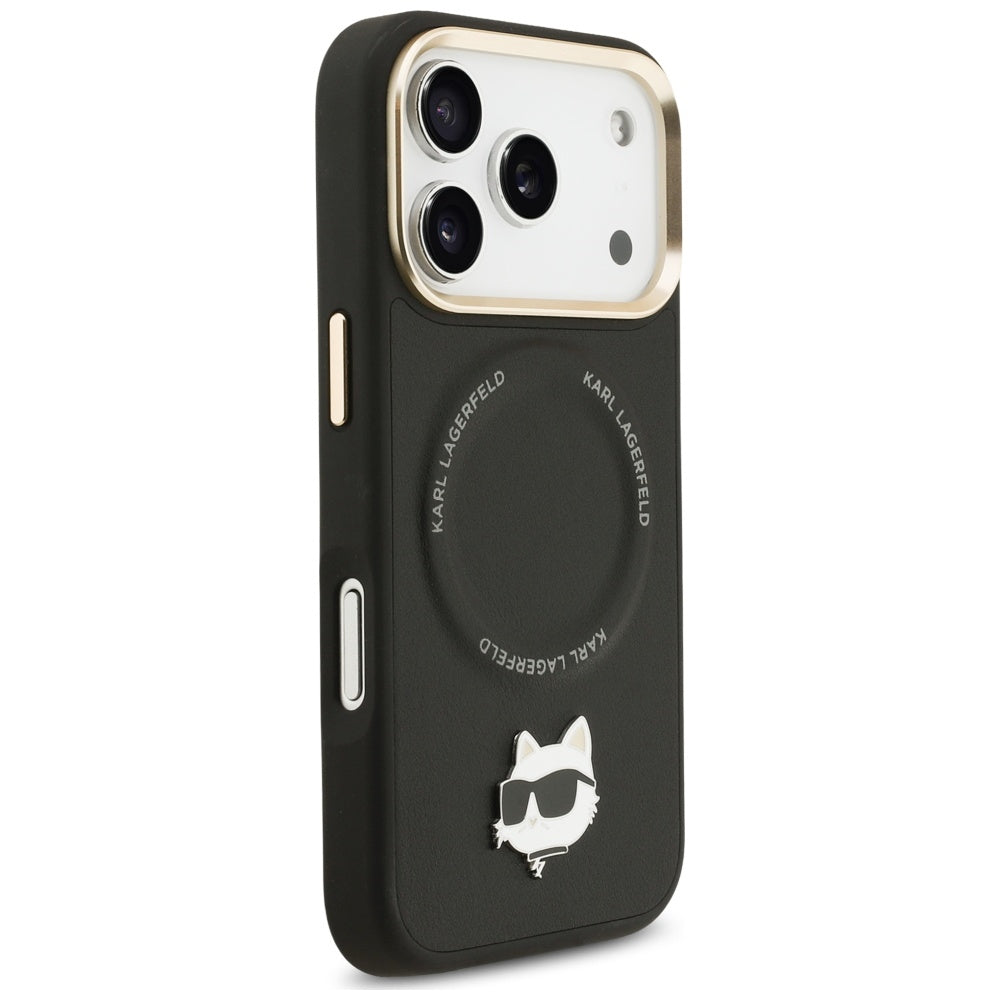 MagSafe cover til Apple iPhone 17 Pro Max, Karl Lagerfeld, Big Strap Choupette Metal Logo, Sort