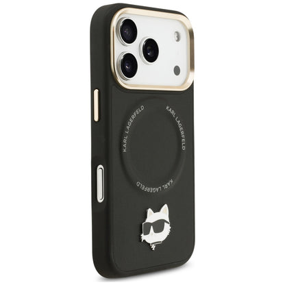 MagSafe cover til Apple iPhone 17 Pro Max, Karl Lagerfeld, Big Strap Choupette Metal Logo, Sort