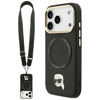MagSafe cover til Apple iPhone 17 Pro Max, Karl Lagerfeld, Big Strap Karl Metal Logo, Sort