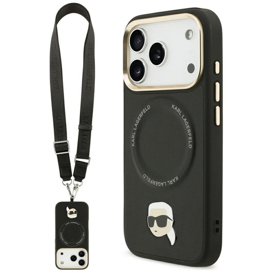 MagSafe cover til Apple iPhone 17 Pro Max, Karl Lagerfeld, Big Strap Karl Metal Logo, Sort