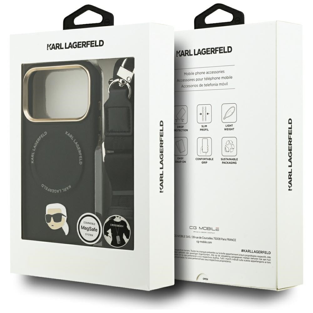 MagSafe cover til Apple iPhone 17 Pro Max, Karl Lagerfeld, Big Strap Karl Metal Logo, Sort