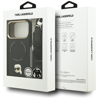 MagSafe cover til Apple iPhone 17 Pro Max, Karl Lagerfeld, Big Strap Karl Metal Logo, Sort