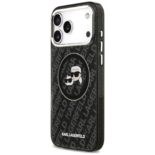 MagSafe cover til Apple iPhone 17 Pro Max, Karl Lagerfeld, Glitter Karl & Choupette Head, Sort
