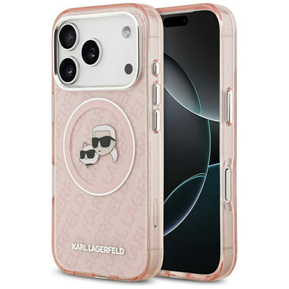 MagSafe cover til Apple iPhone 17 Pro Max, Karl Lagerfeld, Glitter Karl & Choupette Head, Pink
