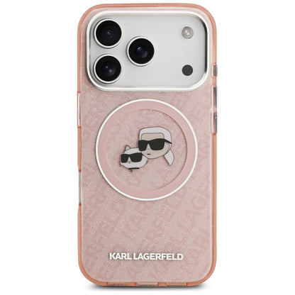 MagSafe cover til Apple iPhone 17 Pro Max, Karl Lagerfeld, Glitter Karl & Choupette Head, Pink