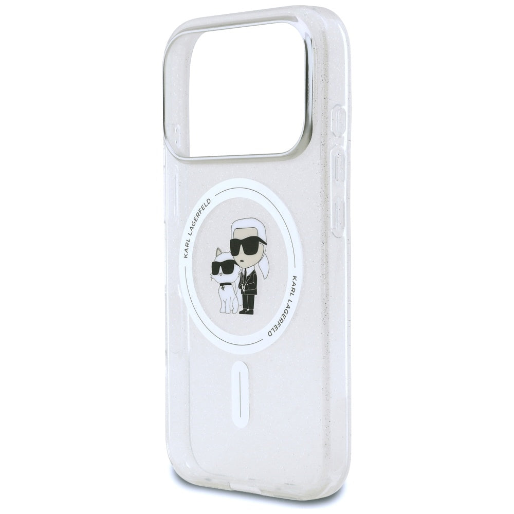MagSafe cover til Apple iPhone 17 Pro Max, Karl Lagerfeld, IML Glitter Karl & Choupette, Gennemsigtig
