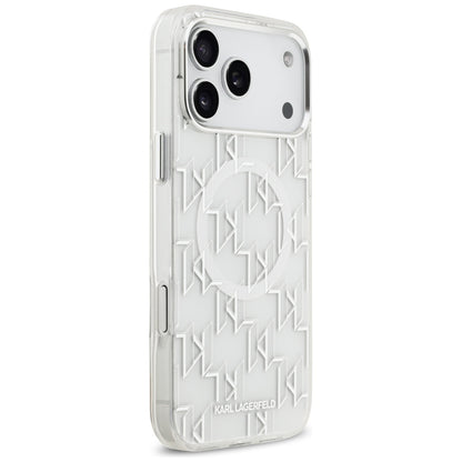 MagSafe Case for Apple iPhone 17 Pro Max, Karl Lagerfeld, IML KL Monogram, White