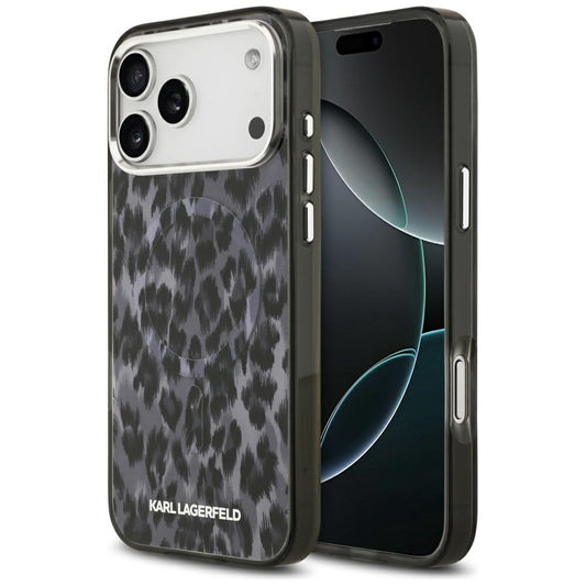 MagSafe cover til Apple iPhone 17 Pro Max, Karl Lagerfeld, IML Leopard Mønster, Sort
