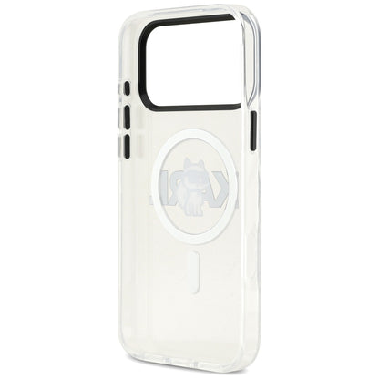 MagSafe Case for Apple iPhone 17 Pro Max, Karl Lagerfeld, IML Sketch Logo Choupette, Transparent