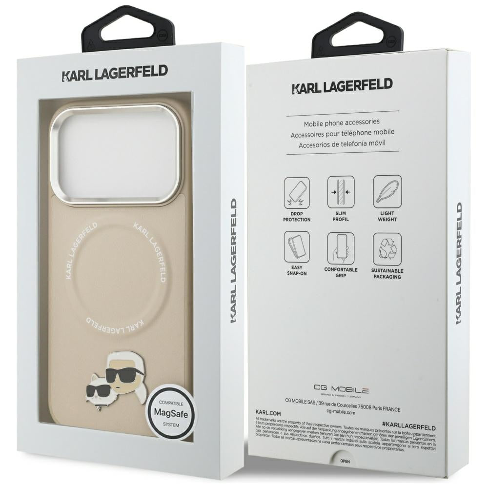 MagSafe cover til Apple iPhone 17 Pro Max, Karl Lagerfeld, Karl & Choupette Pins, Beige