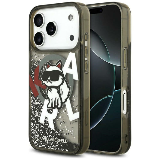 MagSafe cover til Apple iPhone 17 Pro Max, Karl Lagerfeld, Liquid Glitter Logo Choupette, Sort