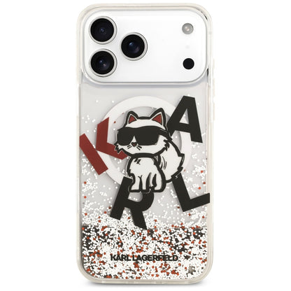 MagSafe cover til Apple iPhone 17 Pro Max, Karl Lagerfeld, Liquid Glitter Logo Choupette, Transparent