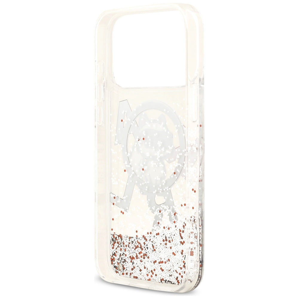 MagSafe cover til Apple iPhone 17 Pro Max, Karl Lagerfeld, Liquid Glitter Logo Choupette, Transparent