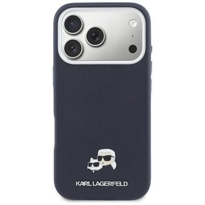 MagSafe Case for Apple iPhone 17 Pro Max, Karl Lagerfeld, Saffiano Karl & Choupette Pins, Blue