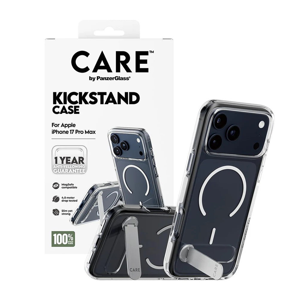 MagSafe cover til Apple iPhone 17 Pro Max, PanzerGlass, Care Feature Kickstand, Transparent Hvid