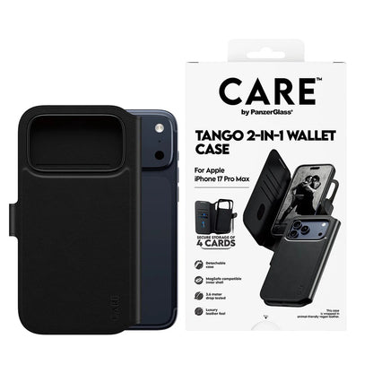 MagSafe cover til Apple iPhone 17 Pro Max, PanzerGlass, Care Feature Tango Two-in-One, Sort