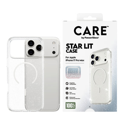 MagSafe cover til Apple iPhone 17 Pro Max, PanzerGlass, Care Urban Explorer Star Lit, Transparent Hvid
