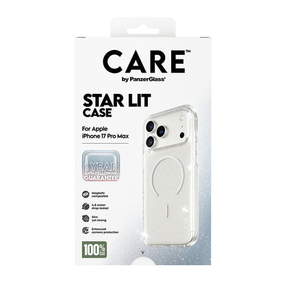 MagSafe cover til Apple iPhone 17 Pro Max, PanzerGlass, Care Urban Explorer Star Lit, Transparent Hvid