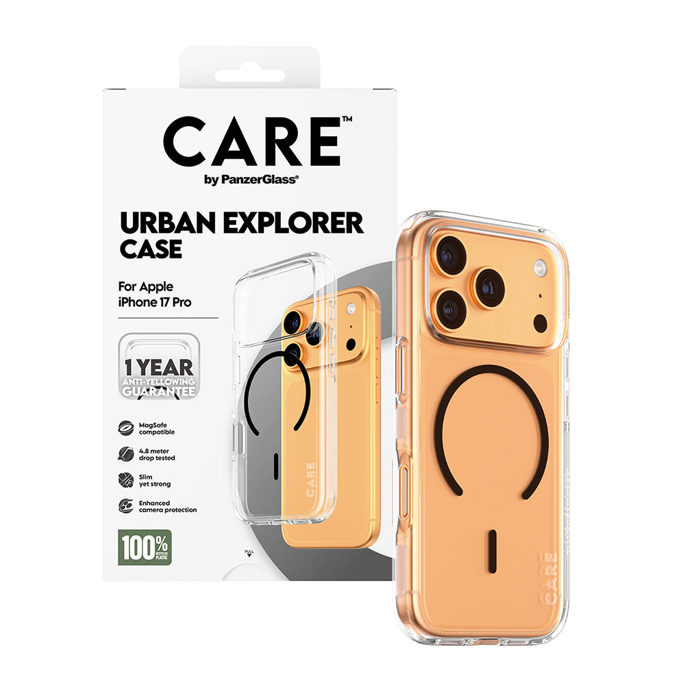 MagSafe cover til Apple iPhone 17 Pro Max, PanzerGlass, Care Urban Explorer, Sort Transparent