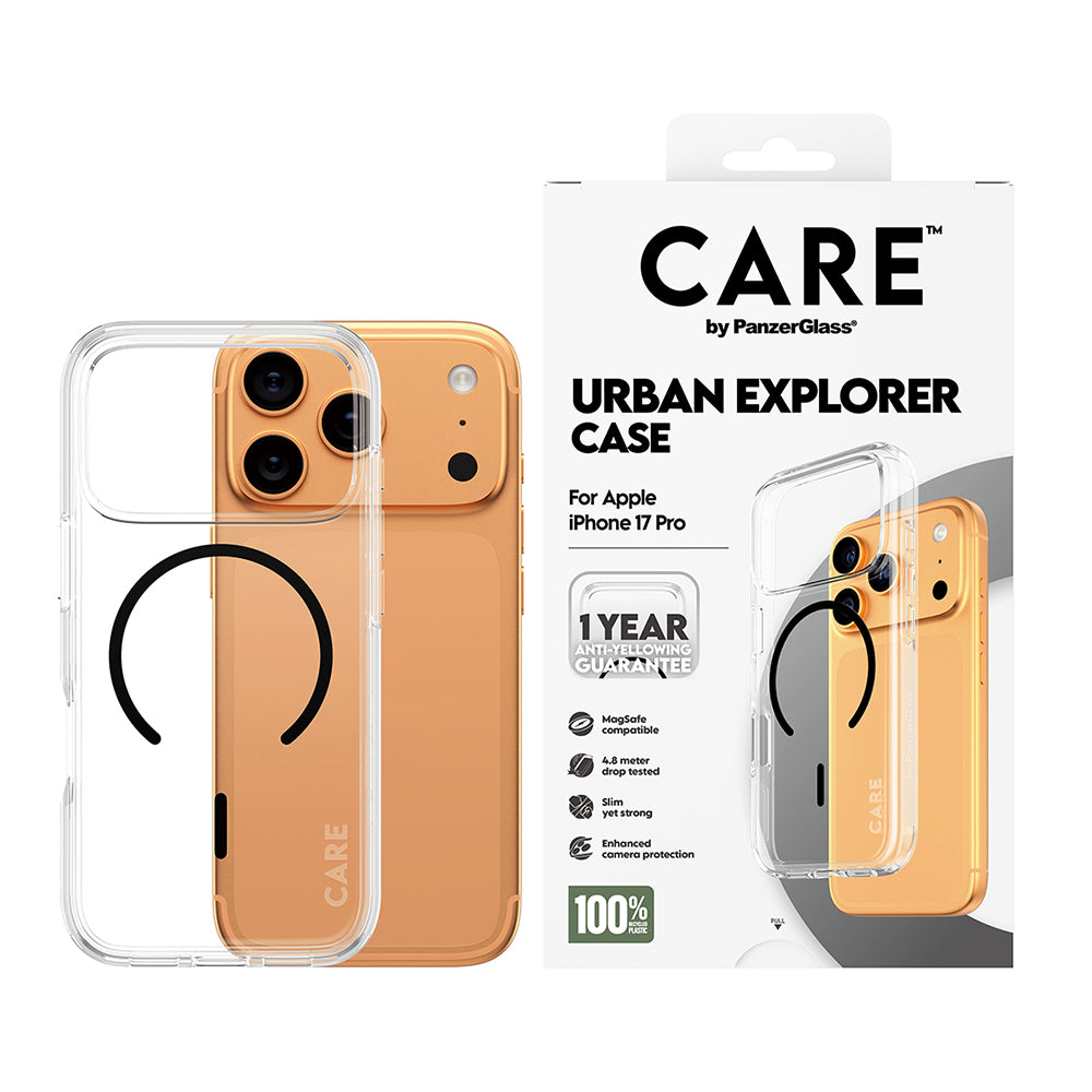 MagSafe cover til Apple iPhone 17 Pro Max, PanzerGlass, Care Urban Explorer, Sort Transparent