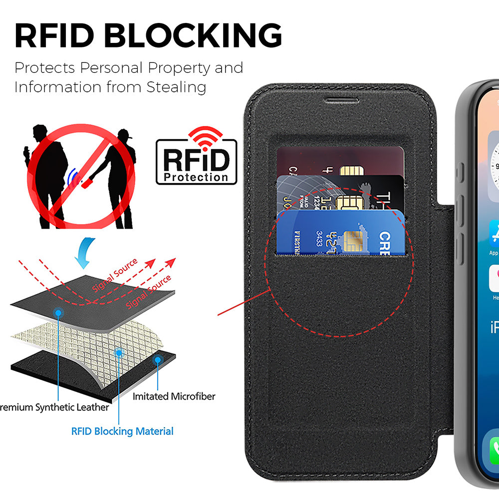 MagSafe cover til Apple iPhone 17 Pro Max, Techsuit, SmartMag Book, Grå