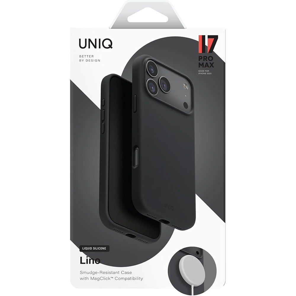 MagSafe cover til Apple iPhone 17 Pro Max, UNIQ, Lino MagClick, Sort