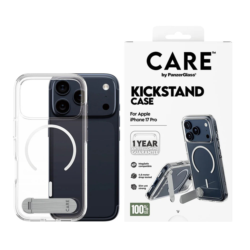 MagSafe cover til Apple iPhone 17 Pro, PanzerGlass, med Kickstand, Transparent