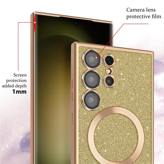 MagSafe cover til Apple iPhone 17 Pro, Techsuit, Luxury Glitter, Blå