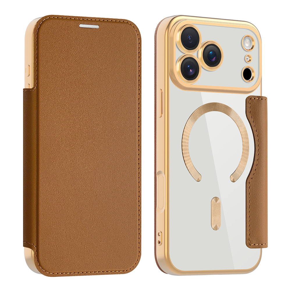 MagSafe cover til Apple iPhone 17 Pro, Techsuit, SmartMag Book, Brun