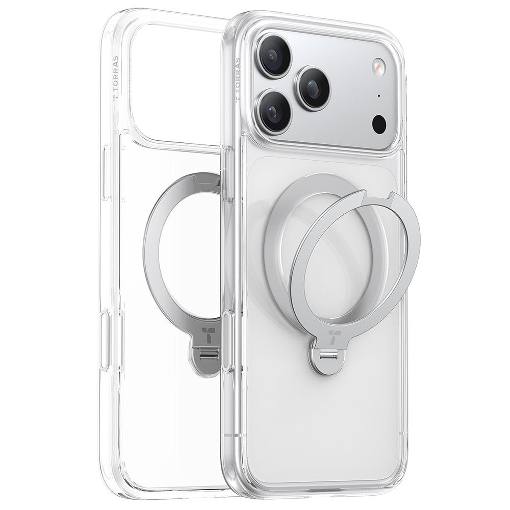 MagSafe cover til Apple iPhone 17 Pro, Torras, Ostand Spin, Gennemsigtig