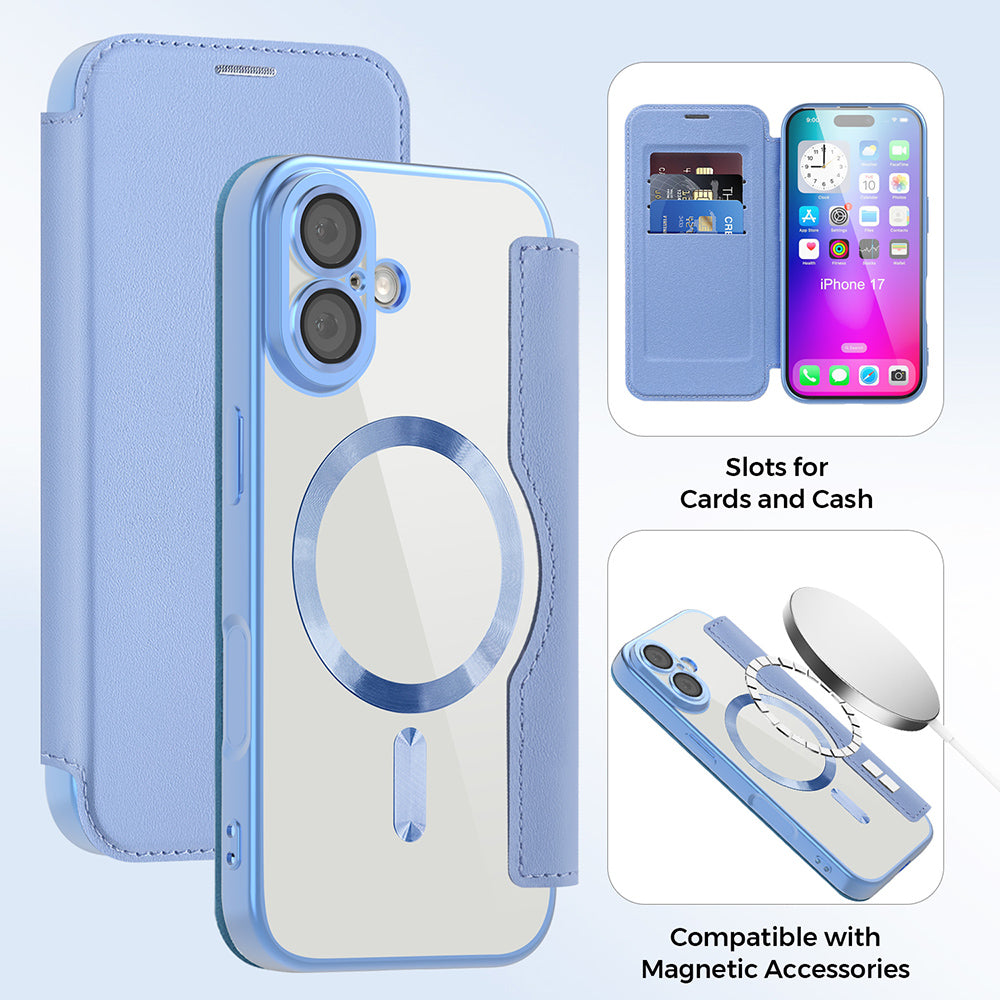 MagSafe cover til Apple iPhone 17, Techsuit, SmartMag Book, Blå
