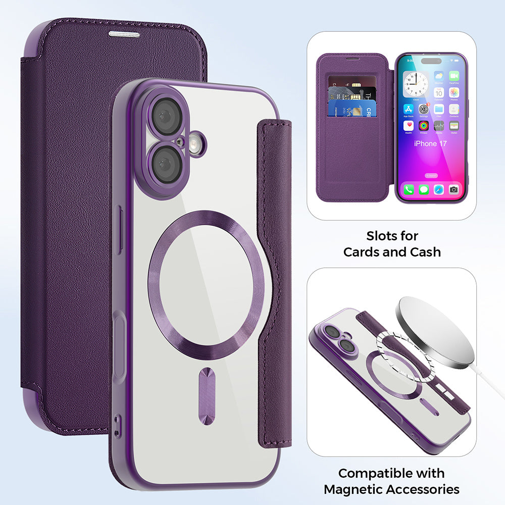 MagSafe Cover til Apple iPhone 17, Techsuit, SmartMag Book, Lilla