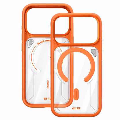 MagSafe-cover til Apple iPhone 18 Pro / 17 Pro, Blueo, varmeafledende stander, satinorange transparent
