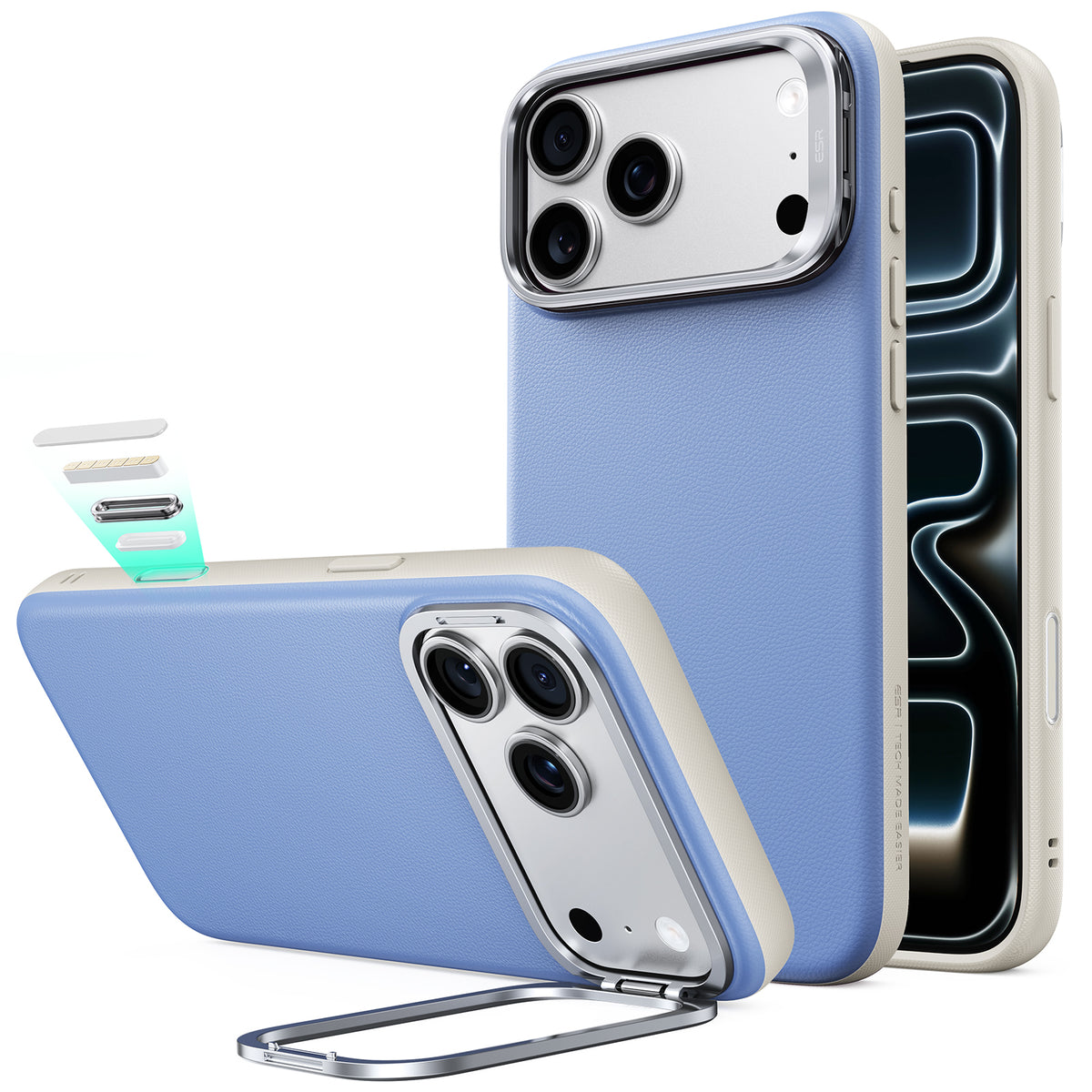 MagSafe-etui til Apple iPhone 18 Pro / 17 Pro, ESR, Atelier med Kickstand, Blå